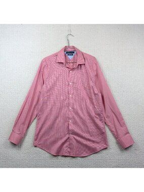 Tommy Hilfiger TH Flex Supima Slim Fit Shirt Men Sz M Red Gingham Plaid Preppy